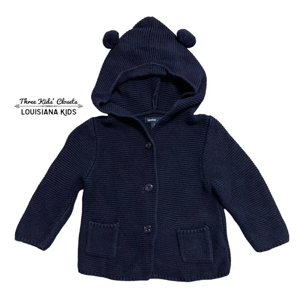 Baby Gap 6-12m Navy Brannan Bear Sweater Jacket